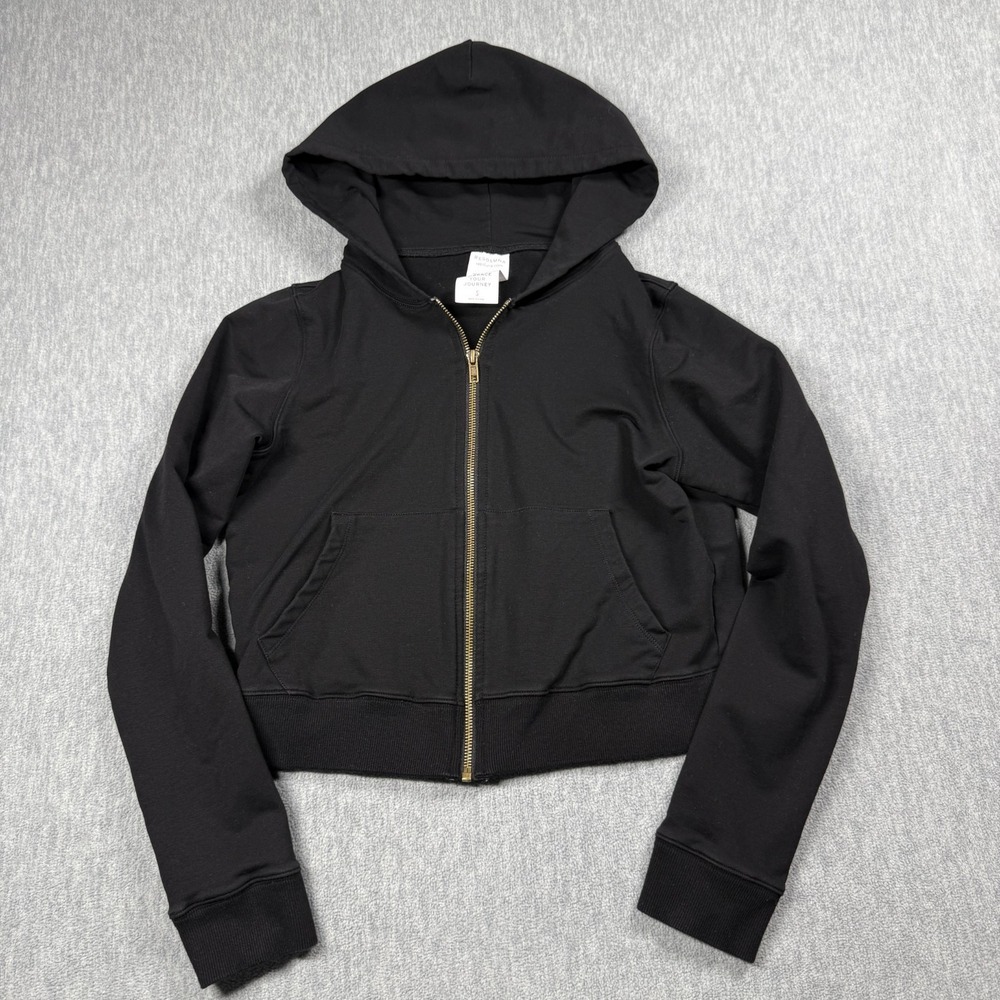 Resoluna‎ Hoodie Women Small Black Full Zip Crop Embrace Your Journey Sweatshirt